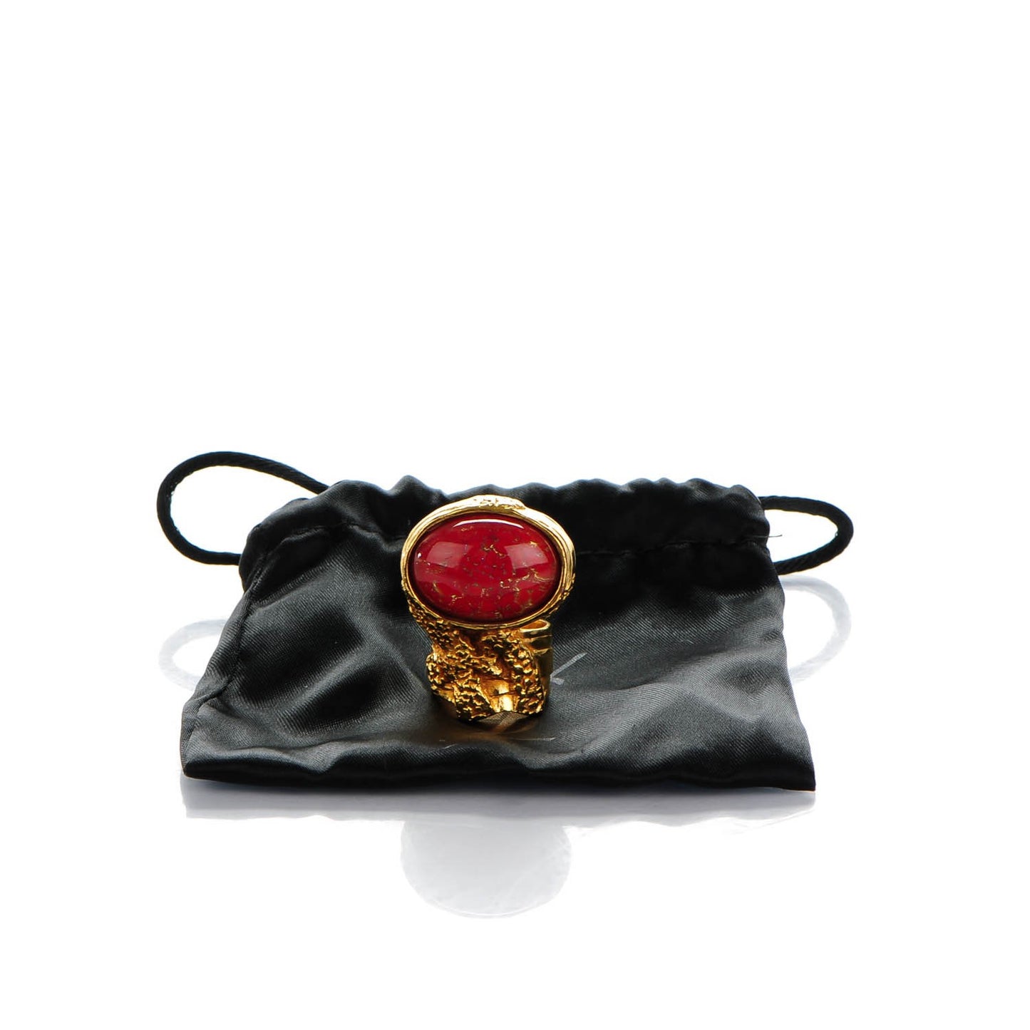 Glass Cabochon Arty Ovale Ring 6 Gold Opium