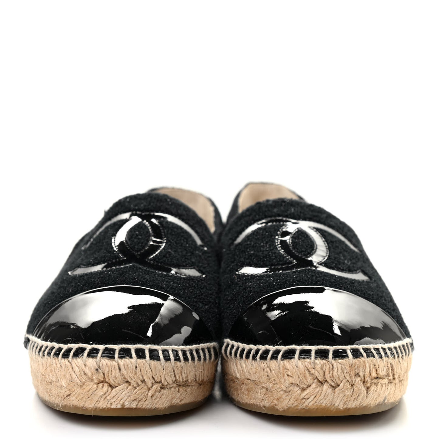Fabric Patent Calfskin CC Espadrilles 40 Black