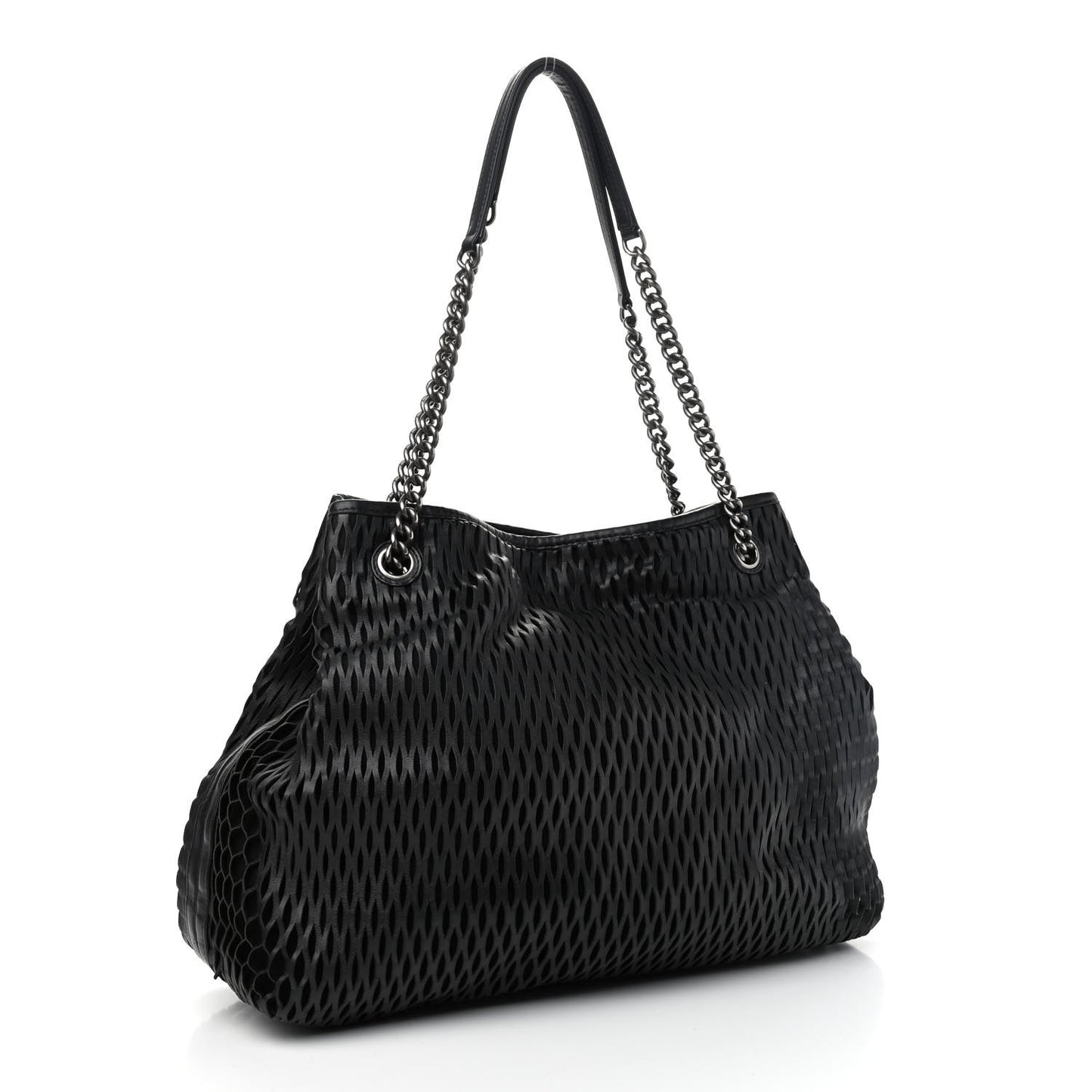 Calfskin Laser Cut Perforated CC Tote Black