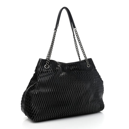 Chanel Calfskin Laser Cut Perforated CC Tote Black 2 of 9