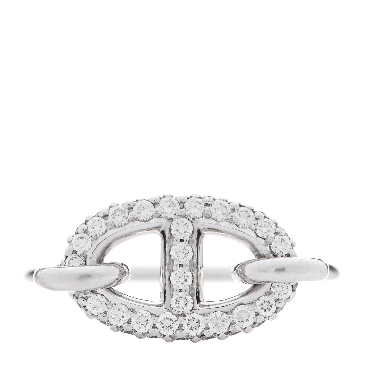 Hermes 18K White Gold Diamond New Farandole Ring 53 6.5 1 of 5