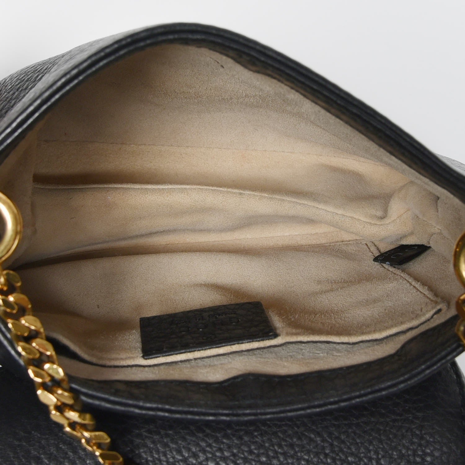 Gucci Pebbled Calfskin Small 1973 Chain Shoulder Bag Black 5 of 8