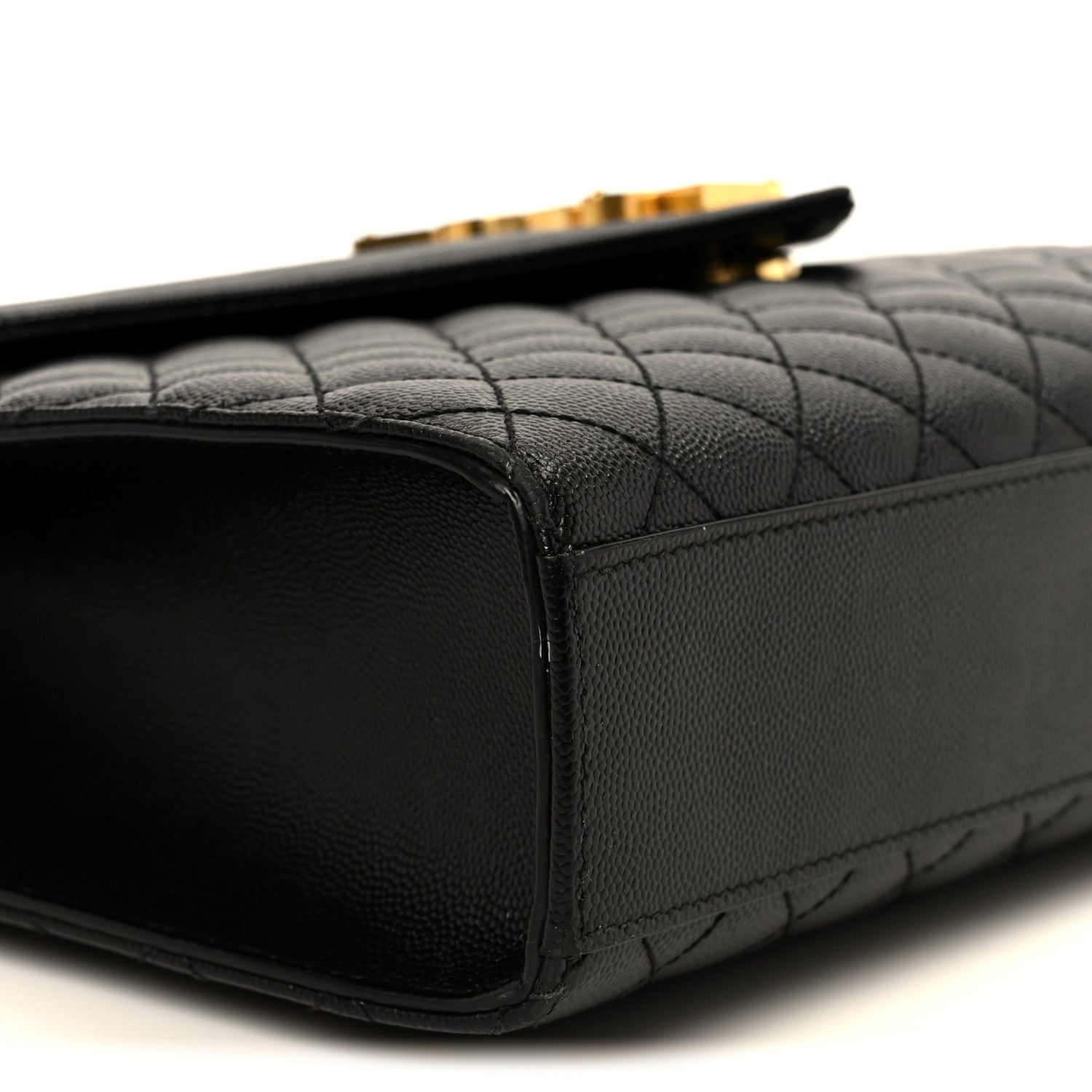 Saint Laurent Grain De Poudre Textured Mixed Matelasse Large Triquilt Monogram Satchel Black 10 of 11