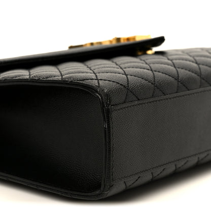 Saint Laurent Grain De Poudre Textured Mixed Matelasse Large Triquilt Monogram Satchel Black 10 of 11