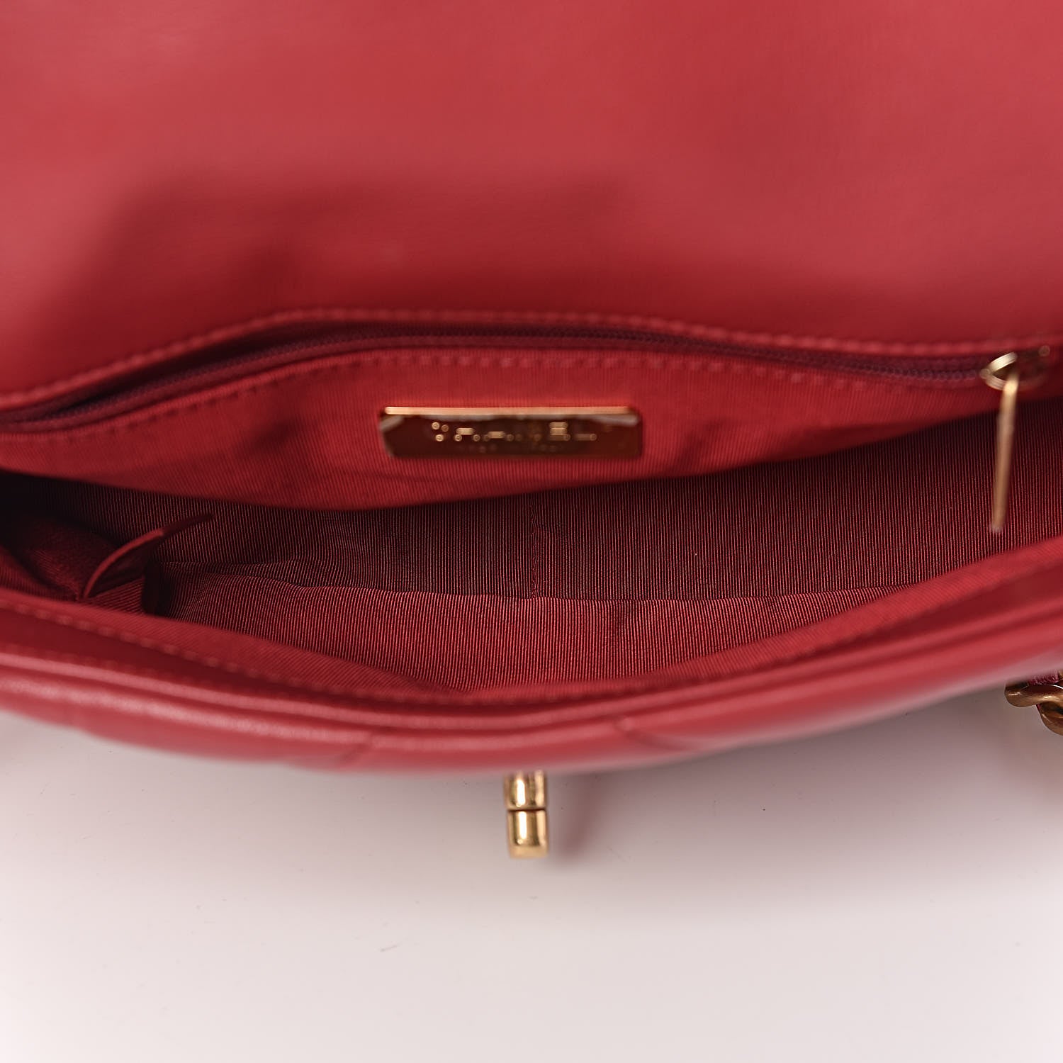 Chanel Lambskin Quilted Medium 19 Flap Red 5 of 11