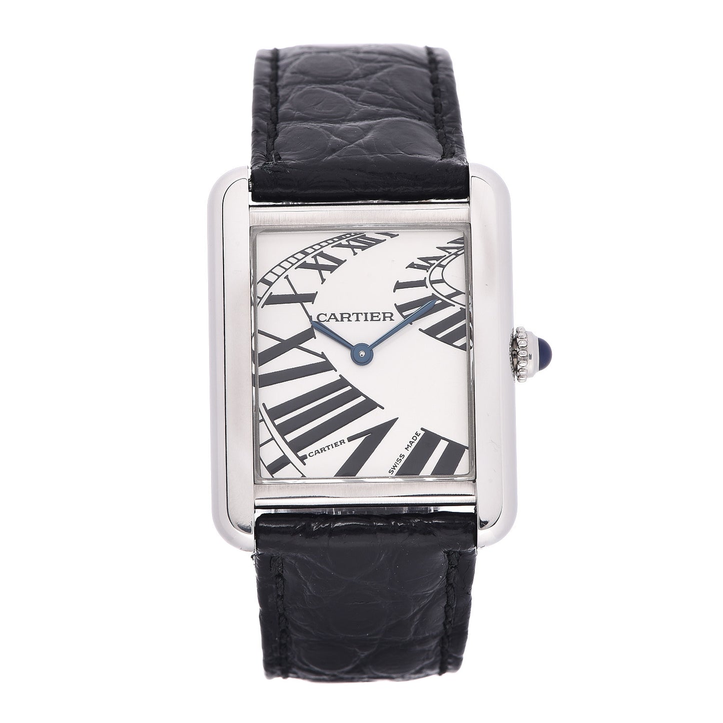Stainless Steel Alligator 24mm Tank Solo Piano Quartz Watch