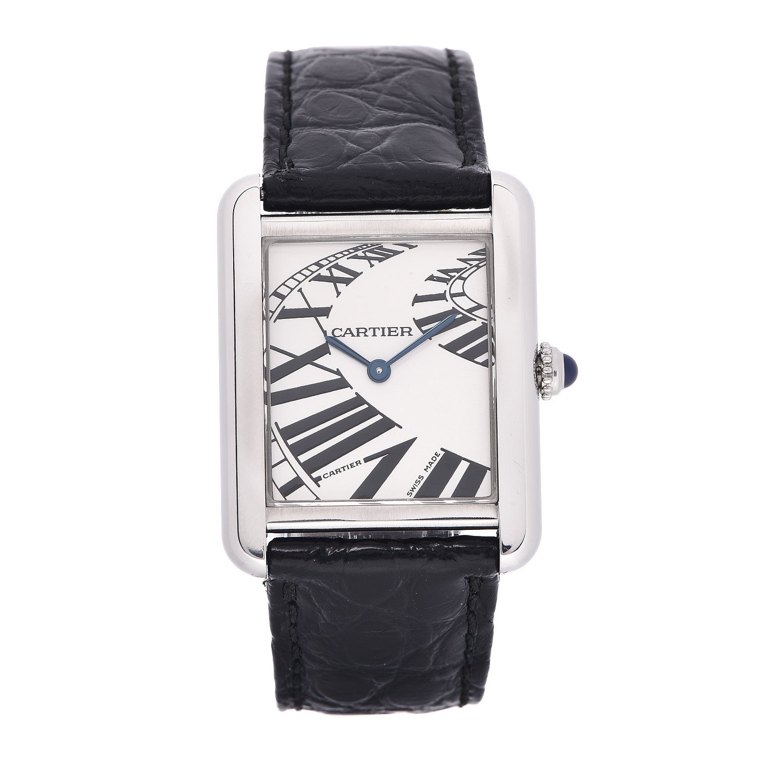 Cartier Stainless Steel Alligator 24mm Tank Solo Piano Quartz Watch 1 of 8