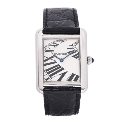 Cartier Stainless Steel Alligator 24mm Tank Solo Piano Quartz Watch 1 of 8