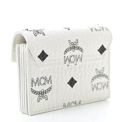 MCM Visetos Mini Accordion Card Wallet White 3 of 8