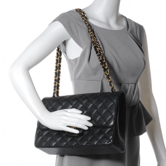 Chanel Caviar Quilted Jumbo Double Flap Black 2 of 8