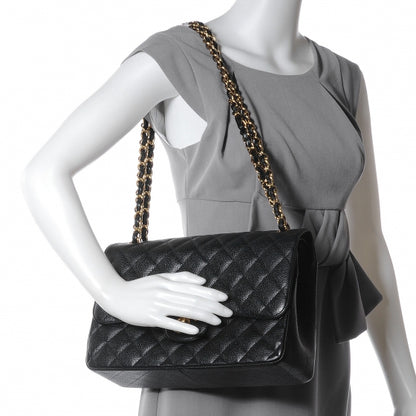 Chanel Caviar Quilted Jumbo Double Flap Black 2 of 8