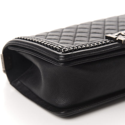 Chanel Calfskin Quilted Medium Boy Top Handle Flap Black 6 of 11