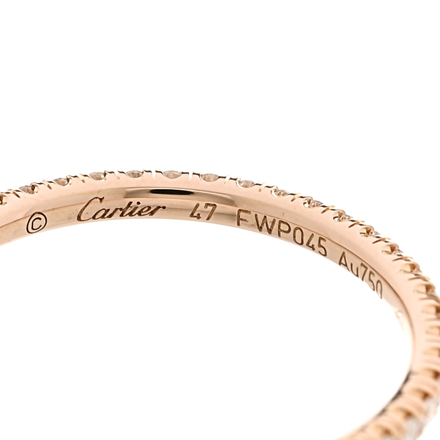 18K Pink Gold Diamond 1.5mm Étincelle de Cartier Wedding Band Ring 47 4