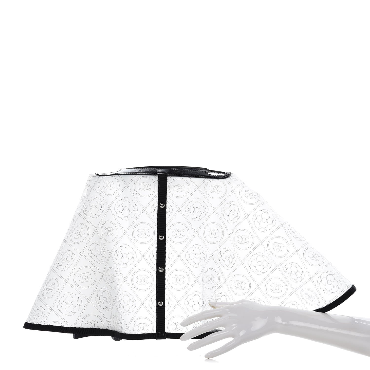 Chanel PVC Calfskin Coco Bag Raincoat White Black 3 of 8