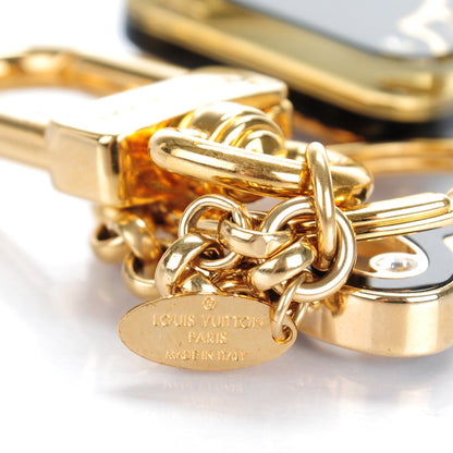 Louis Vuitton Crystal LV Lock Key Holder Bag Charm Black 4 of 6