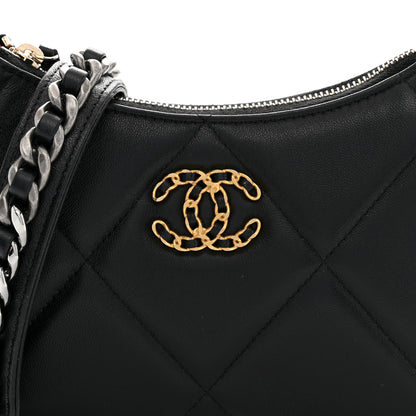 Chanel Lambskin Quilted Chanel 19 Hobo Clutch With Chain Black 8 of 10