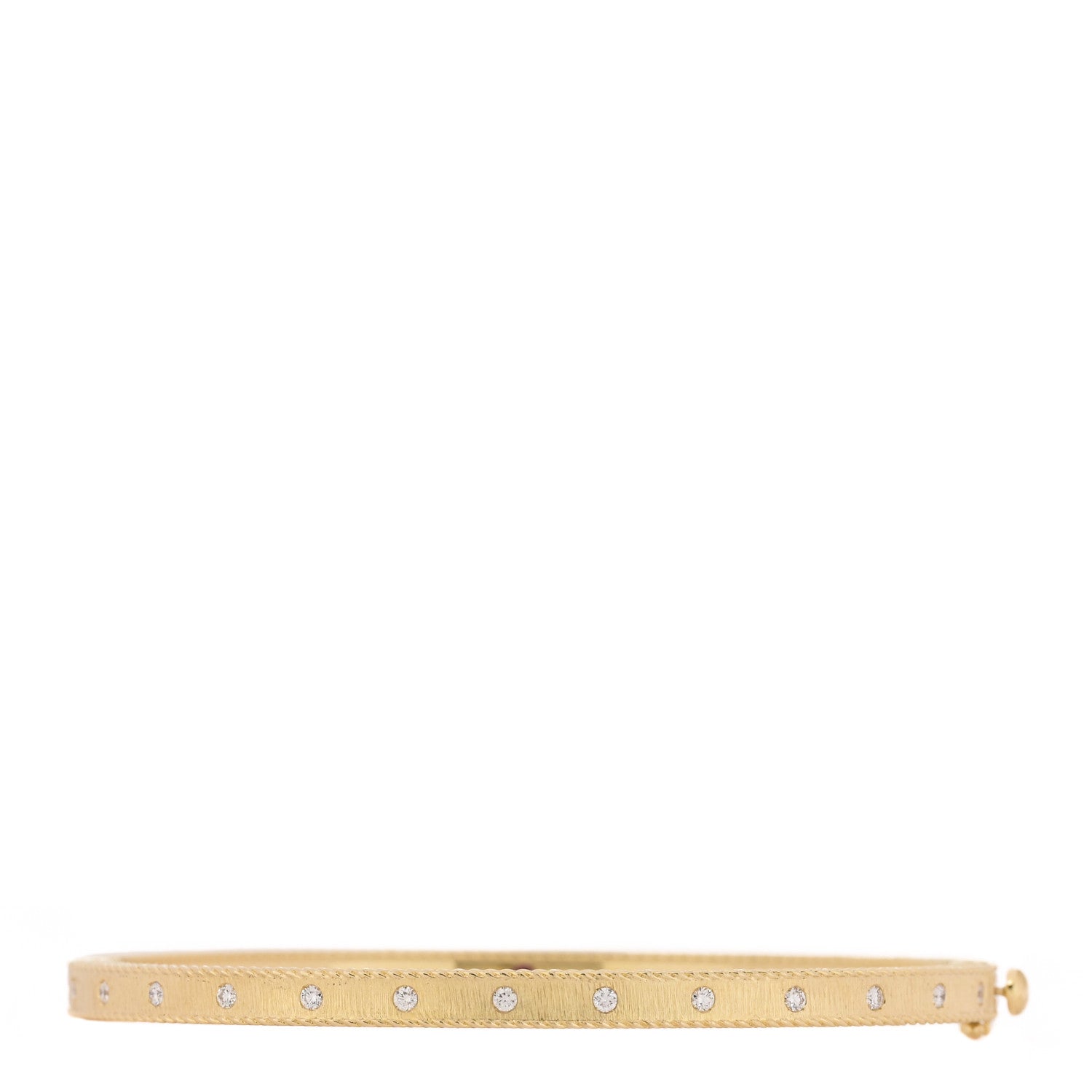 Roberto Coin 18K Yellow Gold Diamond Princess Satin Bangle Bracelet 1 of 4