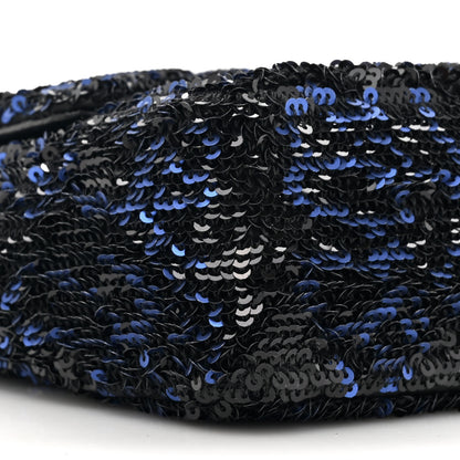 Chanel Sequin Logo Mini Rectangular Flap Black Blue 10 of 10