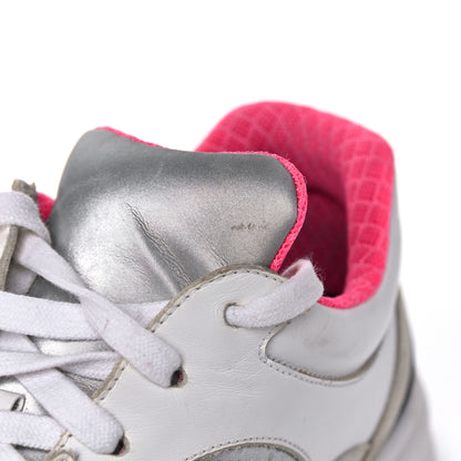 Chanel Calfskin Fabric Sneakers 39 White Silver Fluo Pink 14 of 24