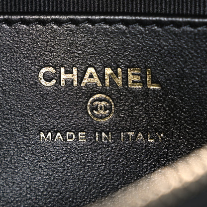Chanel Shiny Crumpled Lambskin Quilted Small Preppy Pocket Clutch With Chain Black 6 of 11
