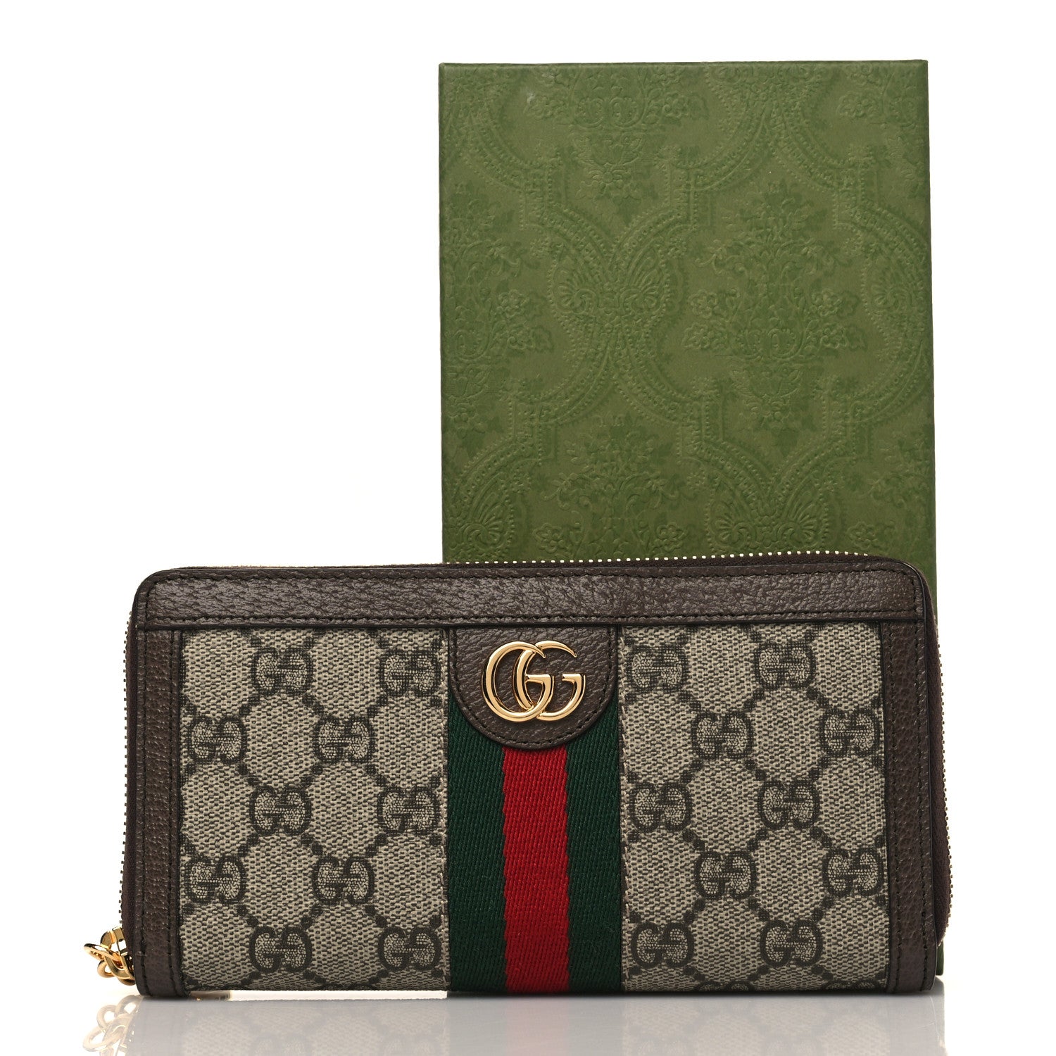 Gucci GG Supreme Monogram Web Ophidia Zip Around Wallet Brown 7 of 7