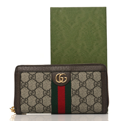 Gucci GG Supreme Monogram Web Ophidia Zip Around Wallet Brown 7 of 7