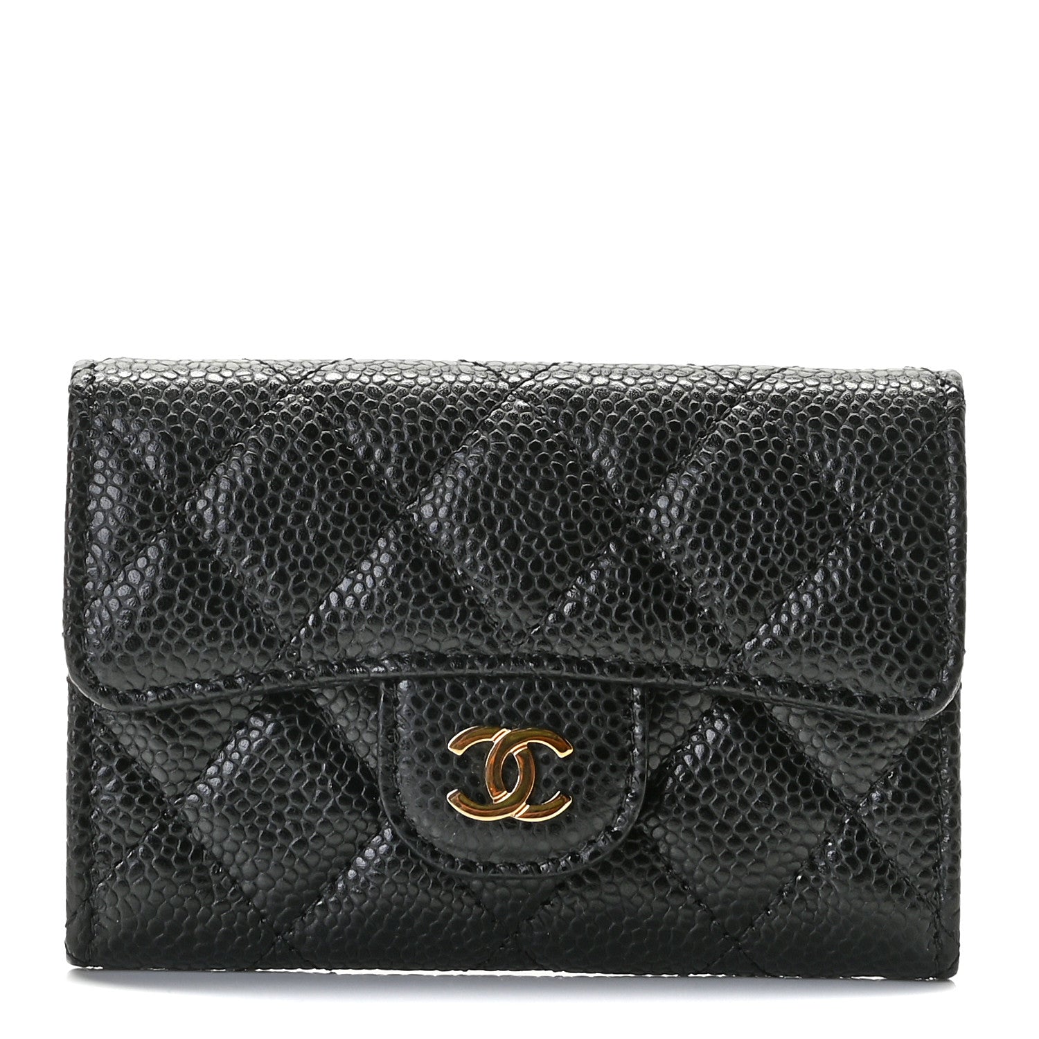 Chanel Caviar Quilted Flap Card Holder Wallet Black 1 of 8