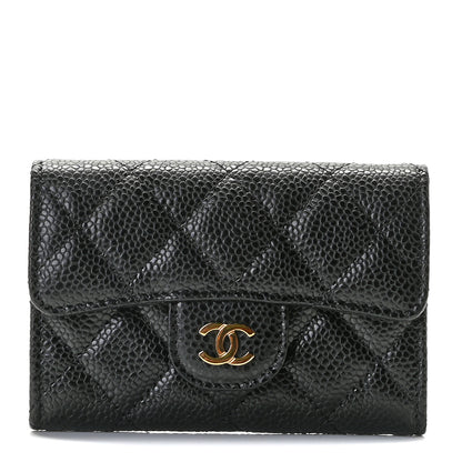 Chanel Caviar Quilted Flap Card Holder Wallet Black 1 of 8