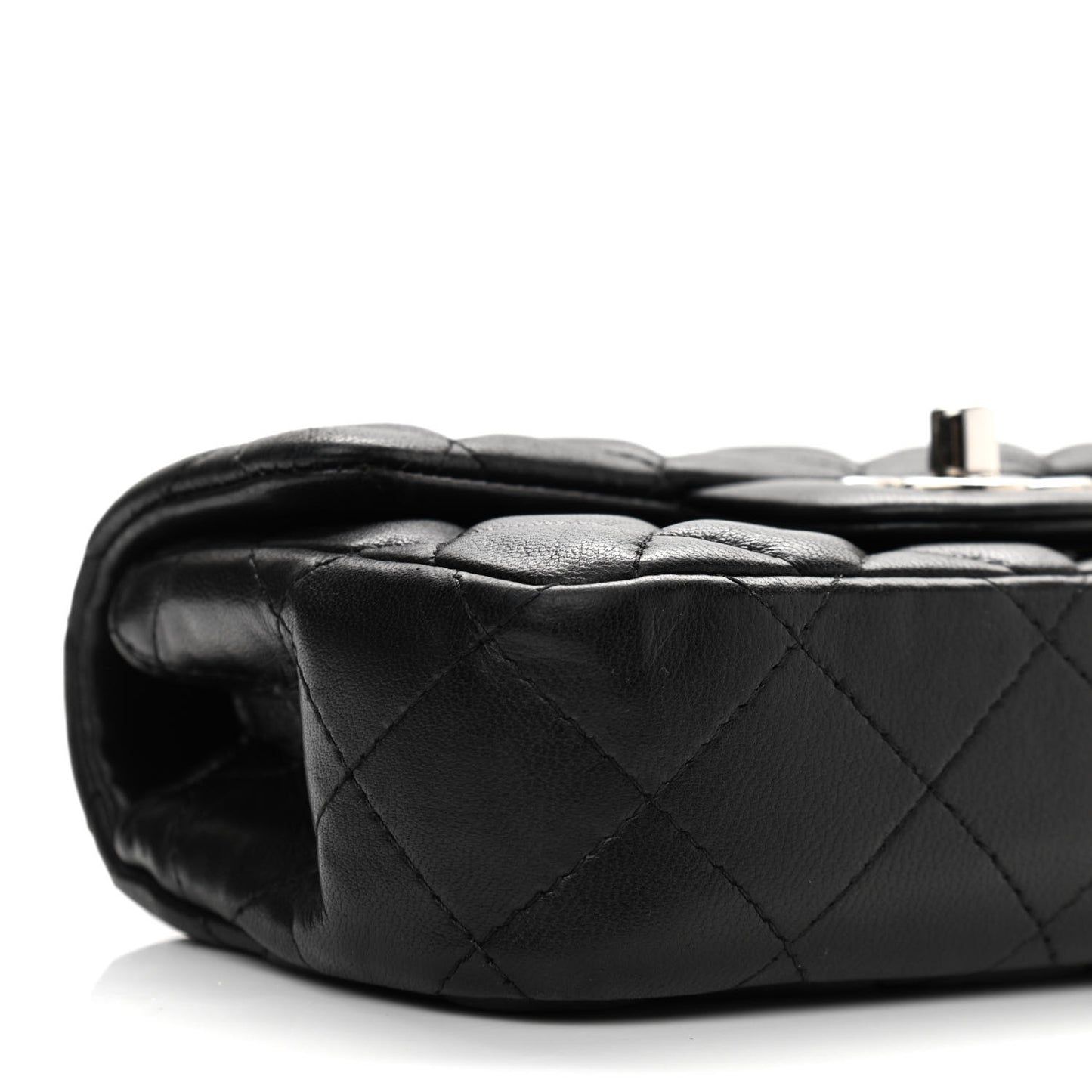 Lambskin Quilted Extra Mini Rectangular Flap Black