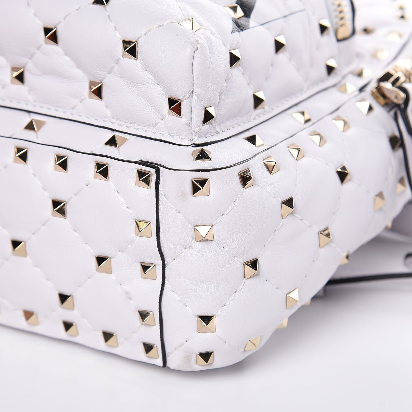 Lambskin VLTN Print Quilted Mini Rockstud Spike Backpack White