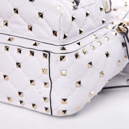 Valentino Garavani Lambskin VLTN Print Quilted Mini Rockstud Spike Backpack White 9 of 11