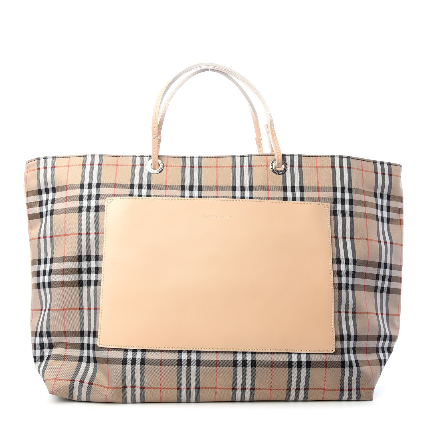Burberry Canvas House Check Front Pocket Tote Beige 1 of 9