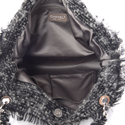 Chanel Tweed Lambskin Drawstring Tweedy Tote Black 5 of 9