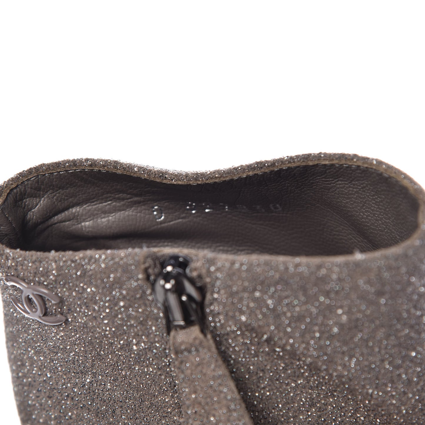 Glitter Suede Cap Toe Short Boots 36.5 Taupe Black