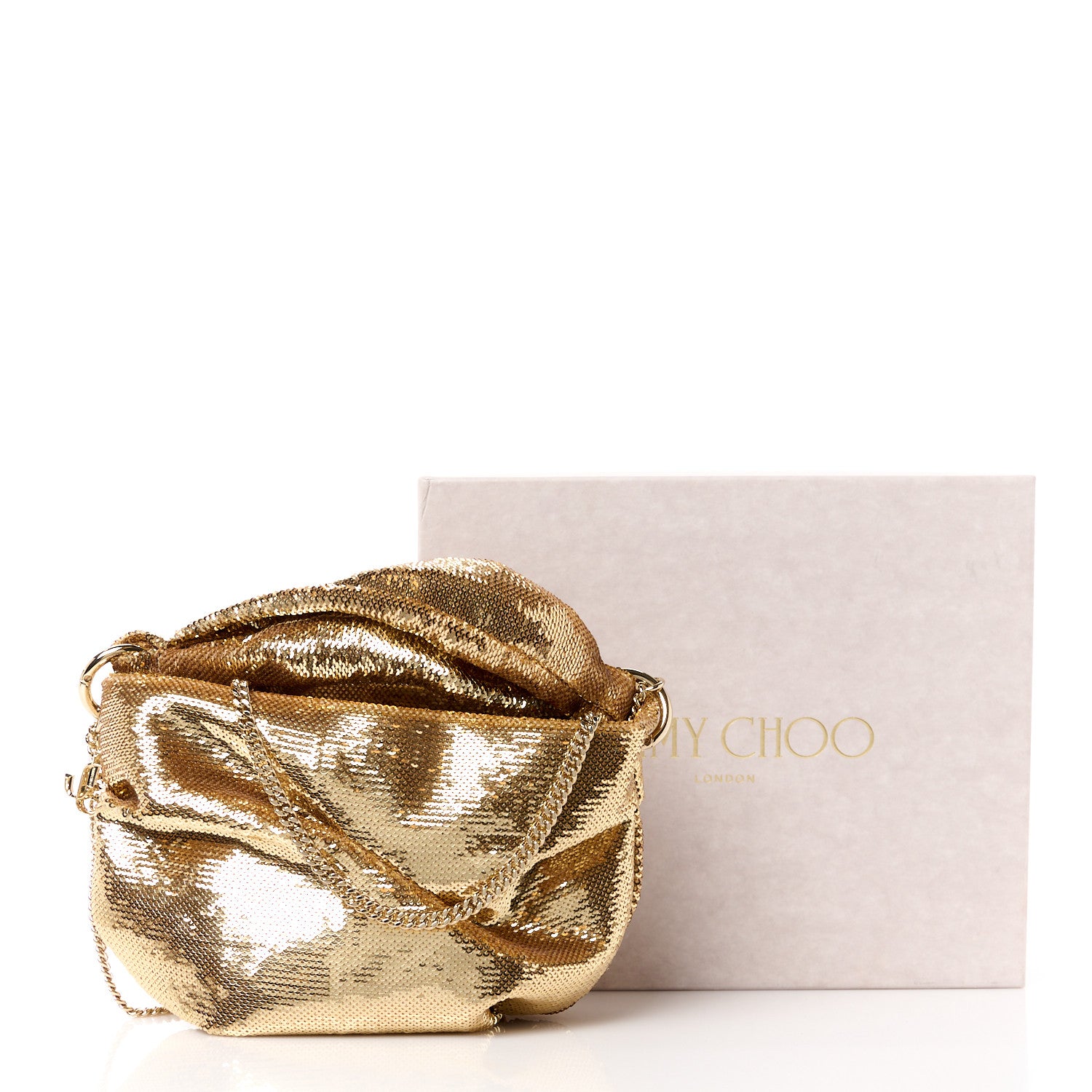 Jimmy Choo Satin Crystal Embellished Bonny Shoulder Bag Gold 12 of 12