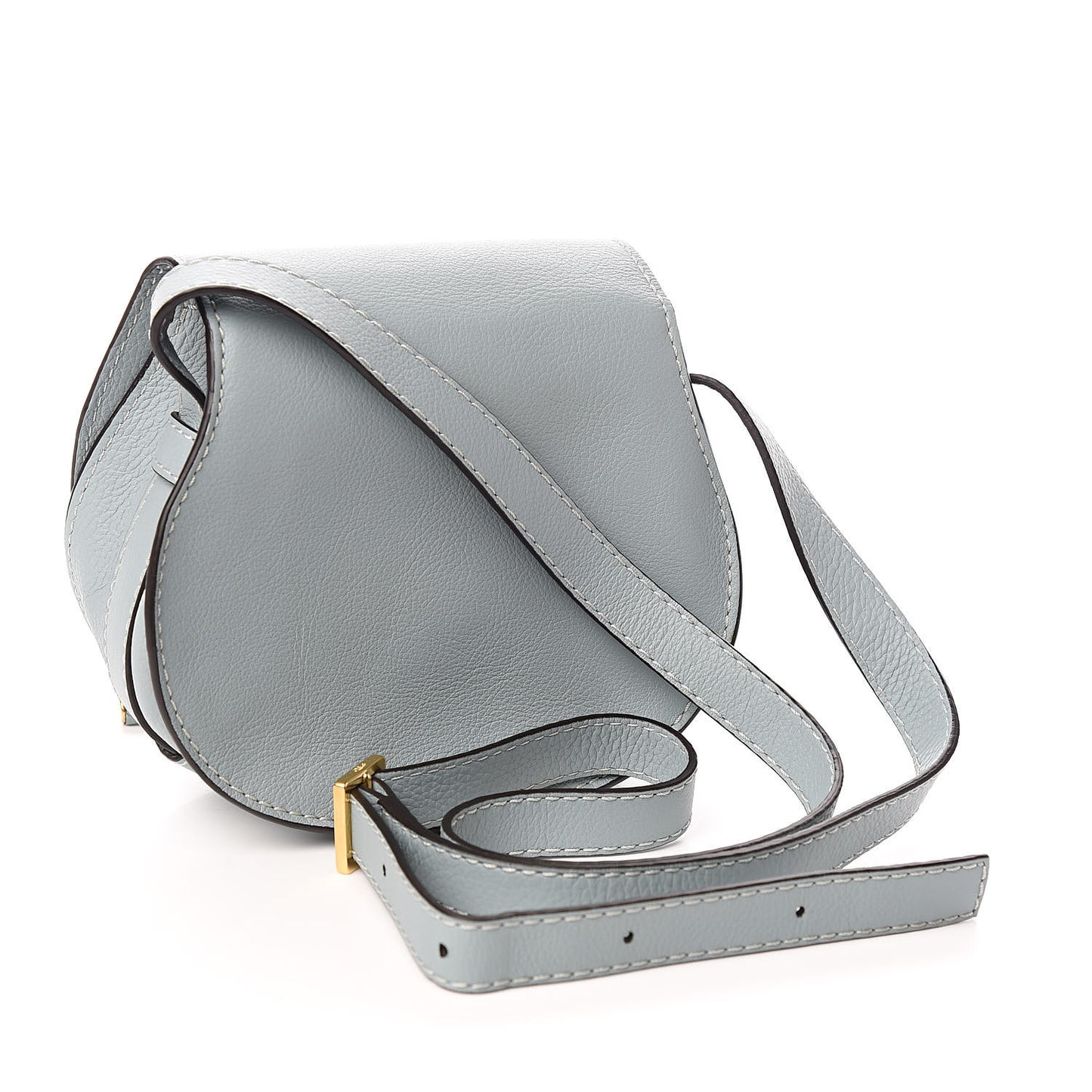 Calfskin Mini Marcie Round Crossbody Bag Faded Blue
