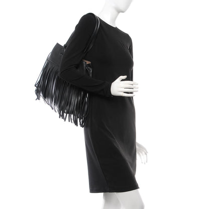 Miu Miu Nappa Fringe Trimmed Bucket Bag Black 2 of 9