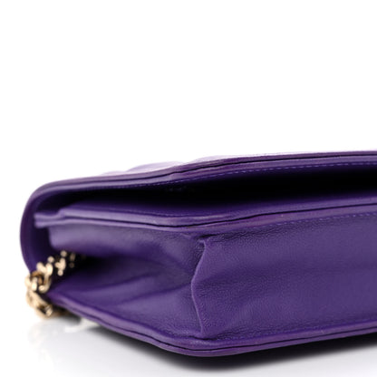 Chanel Lambskin Quilted Boy Wallet On Chain WOC Purple 10 of 13
