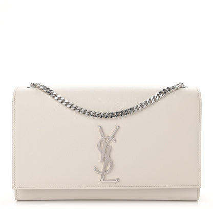 Saint Laurent Grain De Poudre Medium Classic Monogram Kate Satchel Icy White 1 of 11