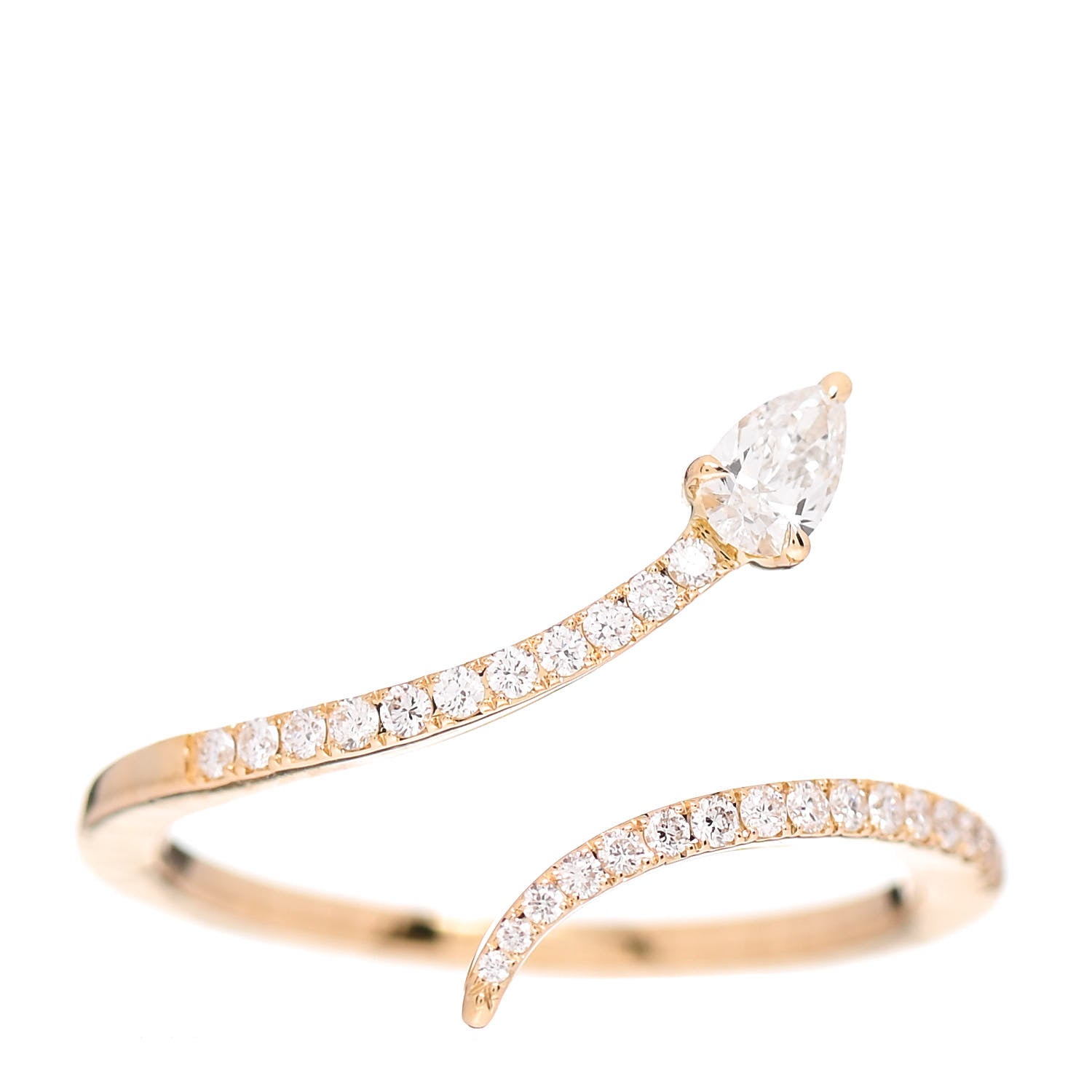 Messika 18K Yellow Gold Diamond Snake Skinny Ring 53 6.25 1 of 7