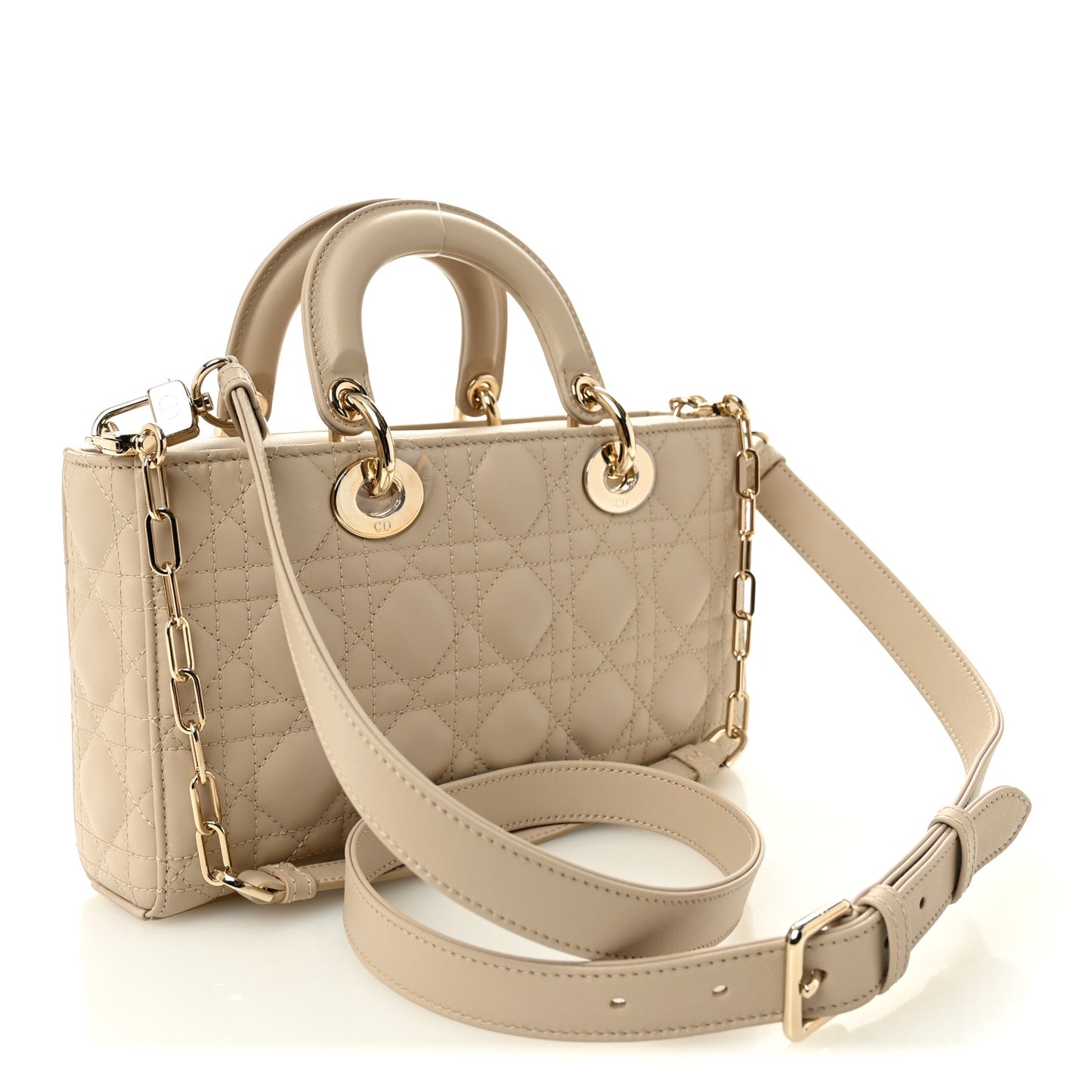 Lambskin Cannage Medium Lady D-Joy Sand