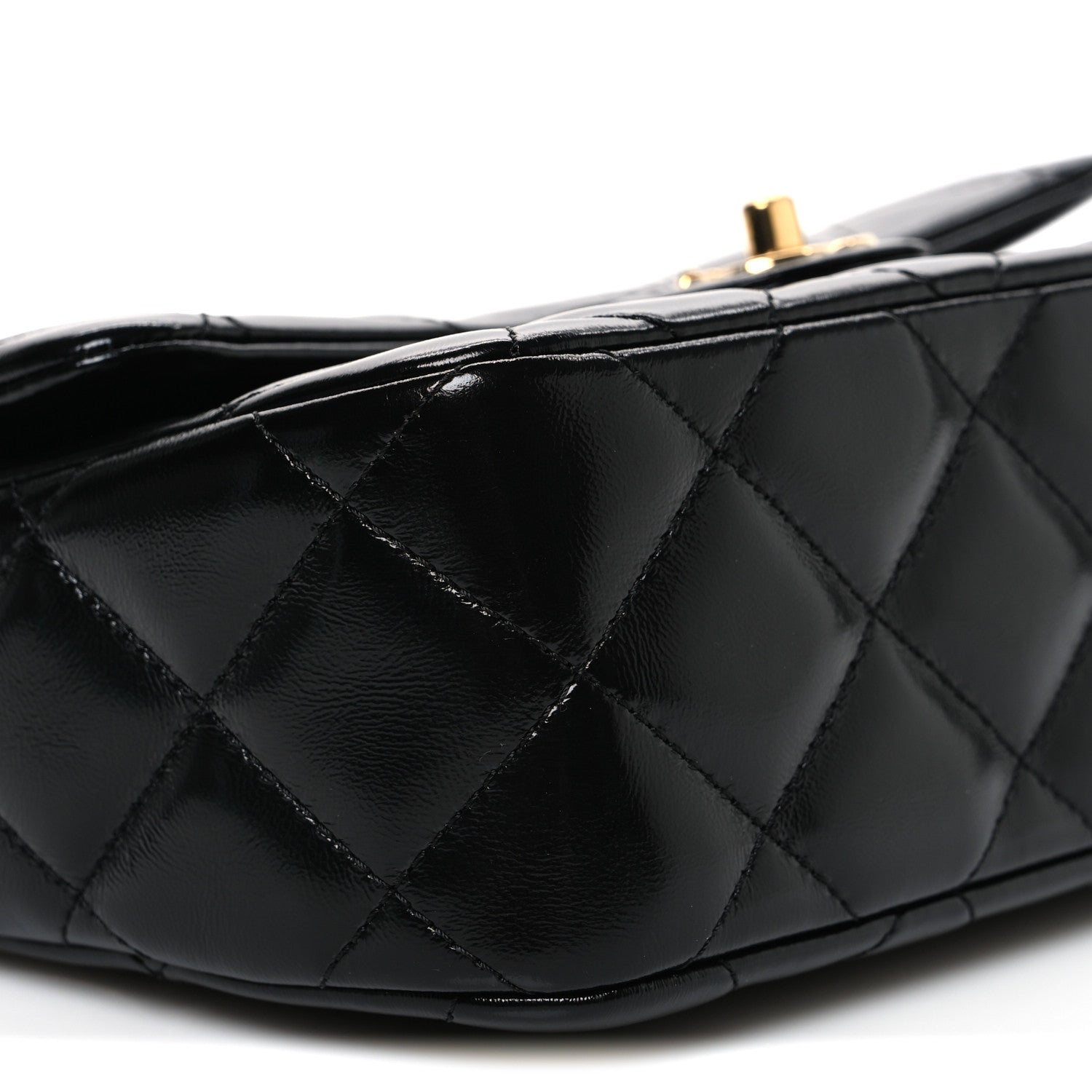 Chanel Shiny Lambskin Quilted Twisted Links Top Handle Flap Black 9 of 11