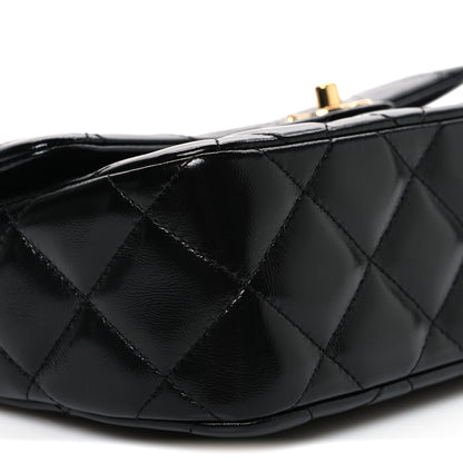 Chanel Shiny Lambskin Quilted Twisted Links Top Handle Flap Black 9 of 11