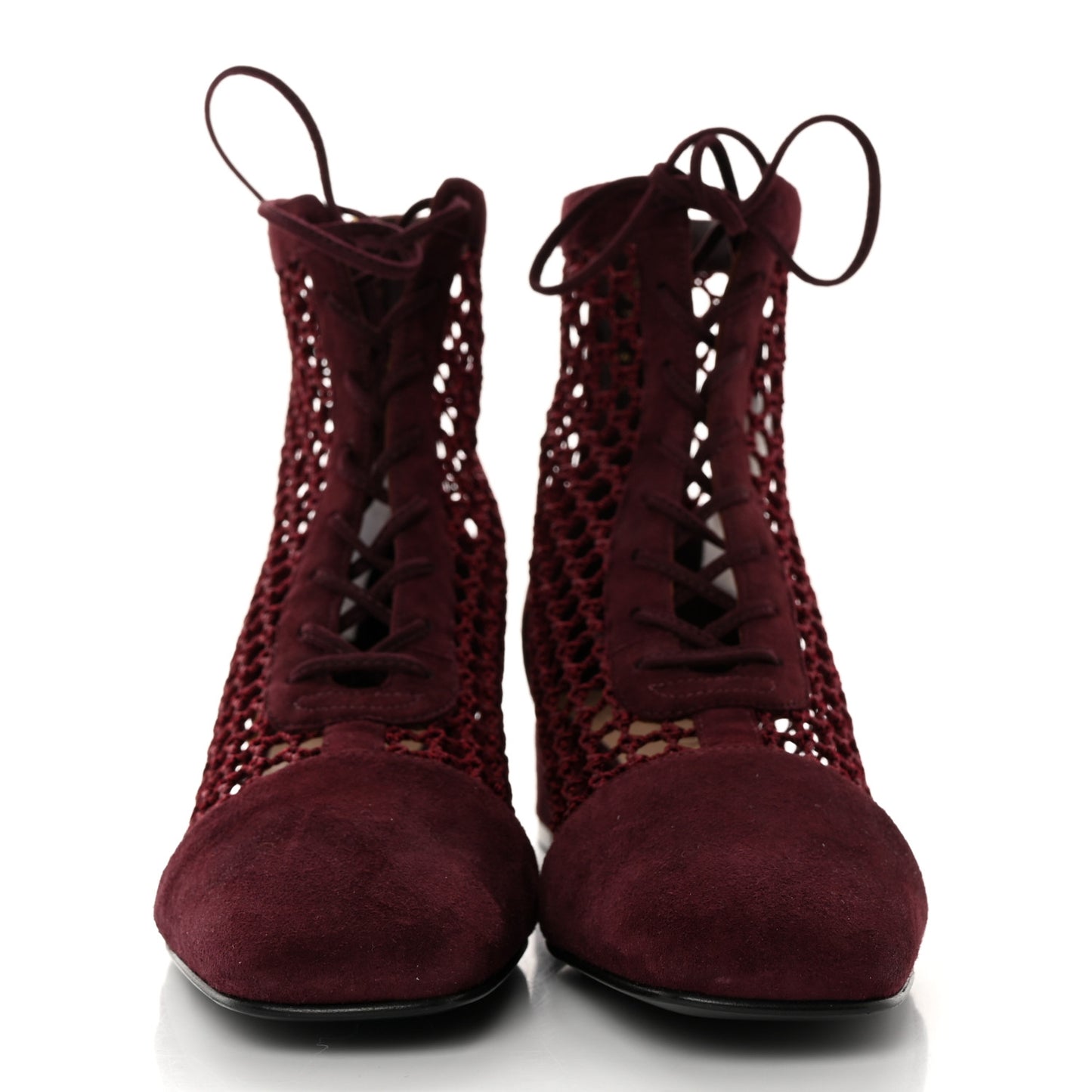 Suede Resille Naughtily-D 30mm Ankle Boots 35.5 Rouge Noir