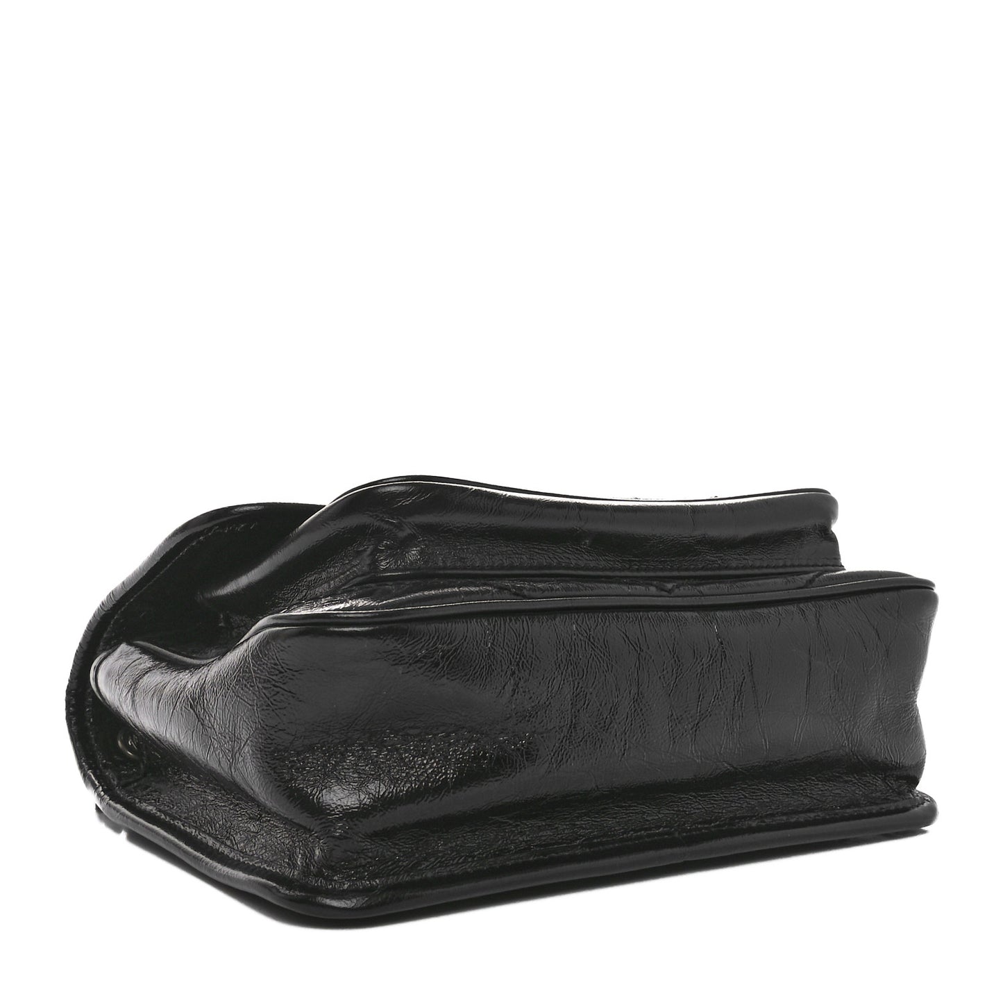 Crinkled Calfskin Matelasse Monogram Baby Niki Chain Satchel Black