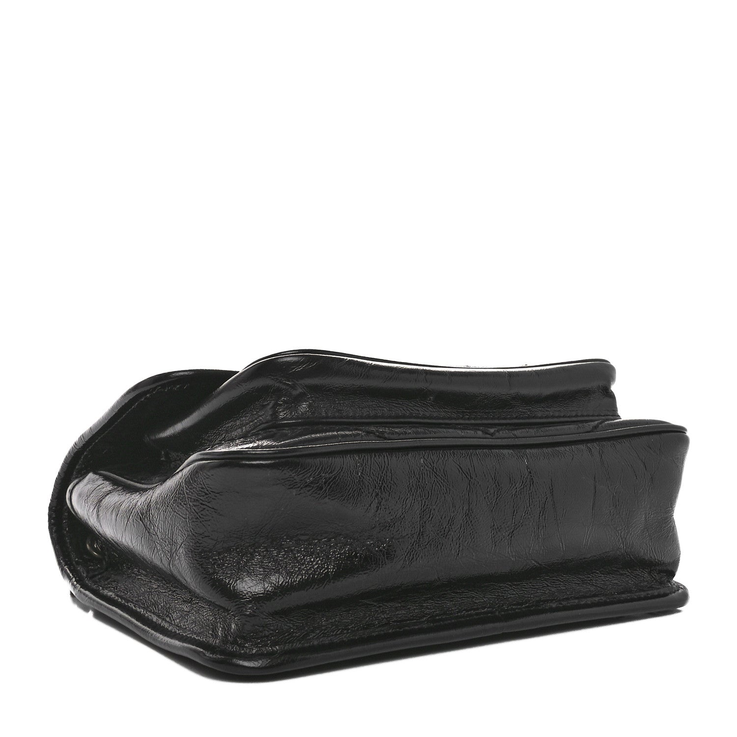 Saint Laurent Crinkled Calfskin Matelasse Monogram Baby Niki Chain Satchel Black 4 of 10