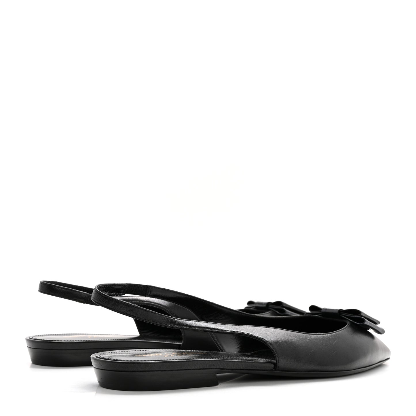 Patent Smooth Lambskin Anais Slingback Flats 40.5 Navy Black