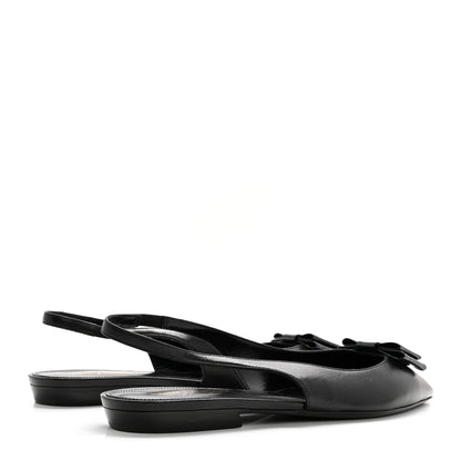 Saint Laurent Patent Smooth Lambskin Anais Slingback Flats 40.5 Navy Black 4 of 9