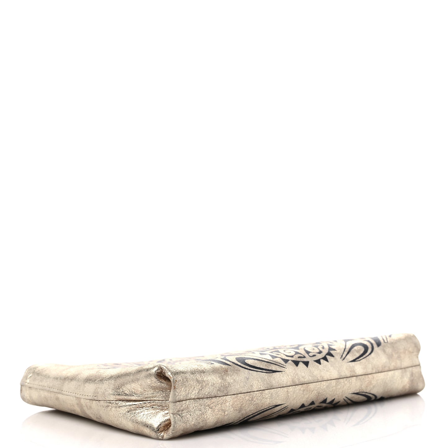 Metallic Lambskin Print Clutch Gold