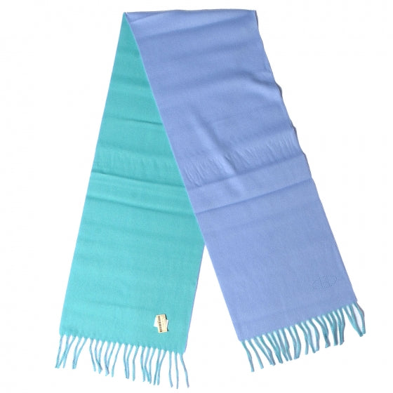 Cashmere Reversible Evelyne Scarf Bleu Ciel and Vert Menthe